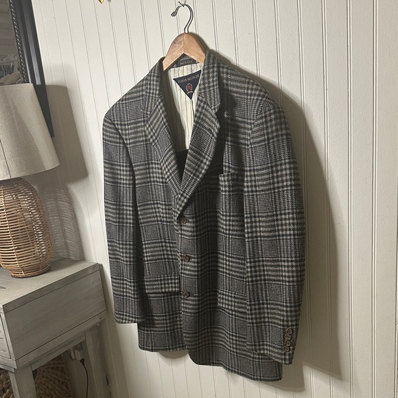 Tommy Hilfiger Gray, Blue and Green Wool Plaid Blazer Jacket sz 42S - Picture 6 of 11